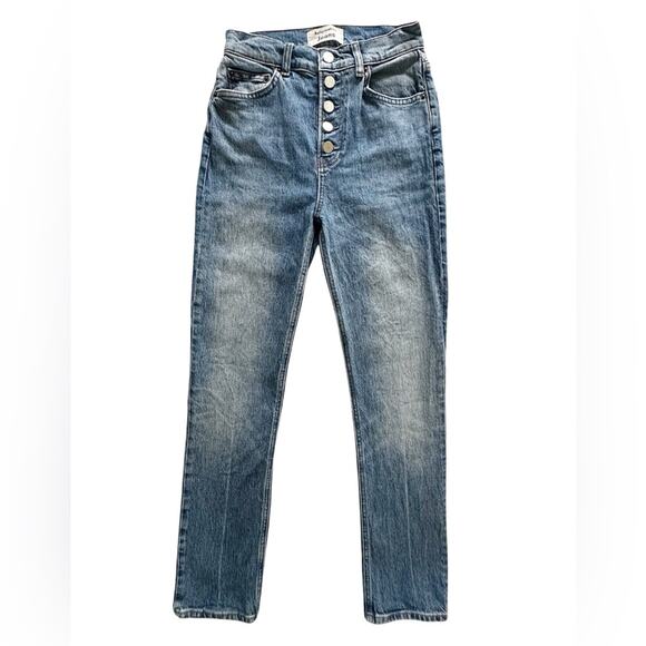 Reformation High Rise Button Fly Malta Wash Straight Leg Jeans size 24 - Picture 1 of 8